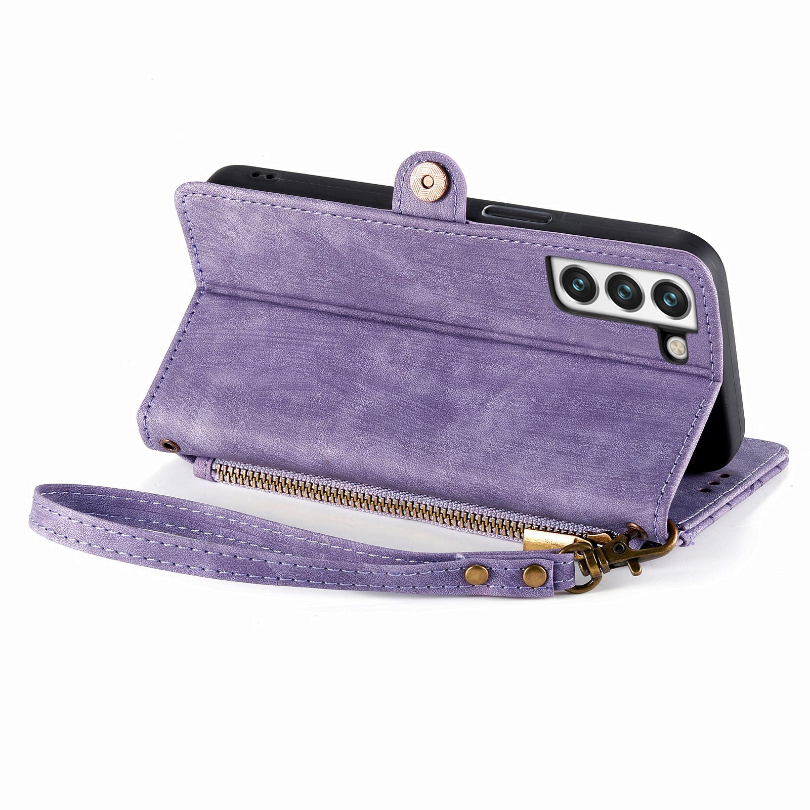 For Samsung Galaxy S22 5G Zipper Pocket Leather Case Geometry Imprinted Wallet Stand Phone Cover For Samsung Galaxy S22 5G Zipper Pocket Leather Case Geometry Imprinted Wallet Stand Phone Cover